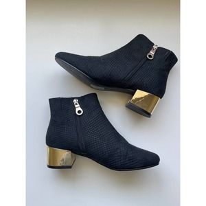 Topshop Booties Ankle Boots Gold Block Heel